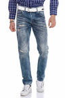 CD655 Men's straight fit jeans in a fashionable destroyed look