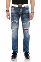 CD604 Men's comfortable jeans in a destroyed look