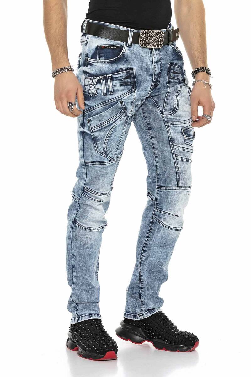 CD598 Men's comfortable jeans with cool decorative seam elements