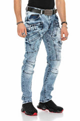CD598 Men's comfortable jeans with cool decorative seam elements