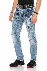 CD598 Men's comfortable jeans with cool decorative seam elements