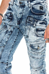 CD598 Men's comfortable jeans with cool decorative seam elements