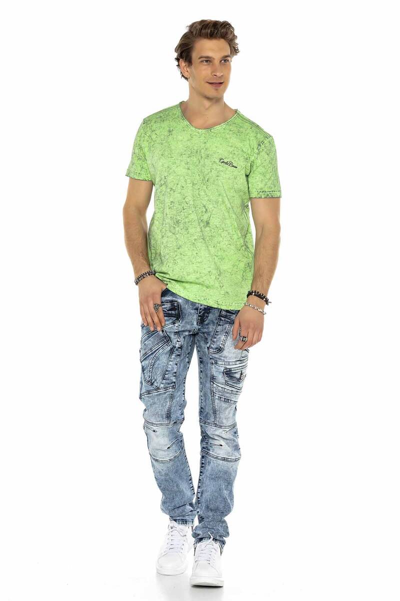 CD598 Men's comfortable jeans with cool decorative seam elements