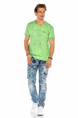 CD598 Men's comfortable jeans with cool decorative seam elements