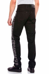 CD578 Men's comfortable jeans with glitter side stripes