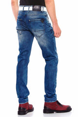 CD562 Men's comfortable jeans with a striking wash in straight fit