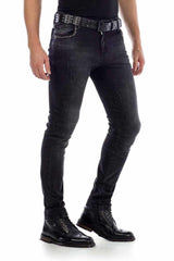 CD426 Men's comfortable jeans with rivet details