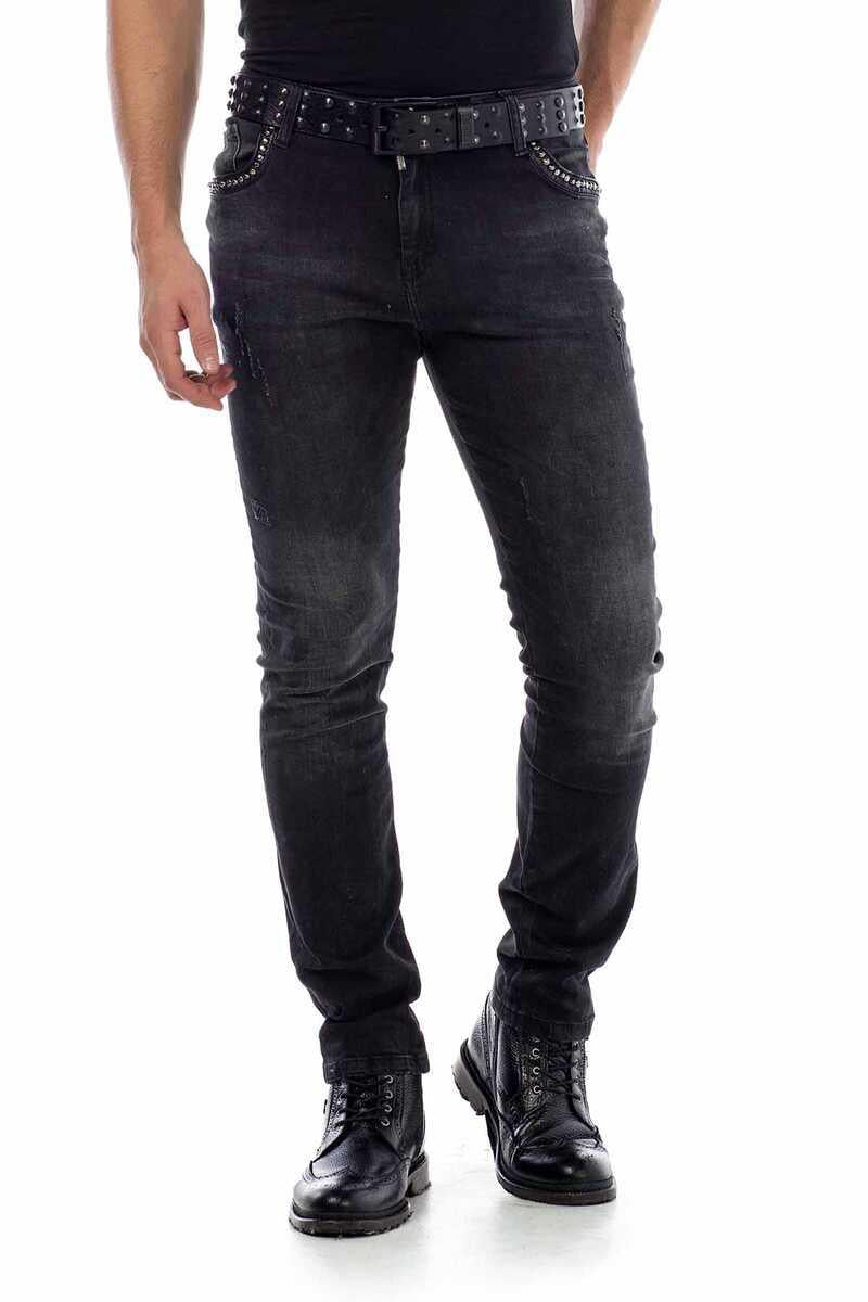CD426 Men's comfortable jeans with rivet details
