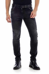 CD426 Men's comfortable jeans with rivet details