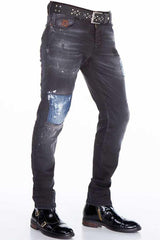 CD388 Men's comfortable jeans with destroyed effects