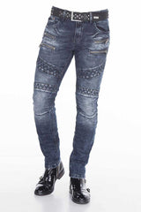 CD382 Men's slim-fit jeans in a fashionable biker style