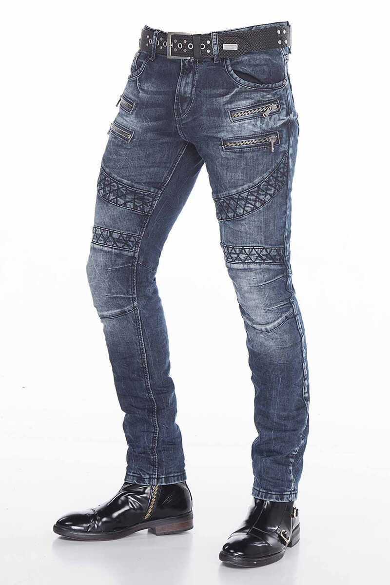 CD382 Men's slim-fit jeans in a fashionable biker style