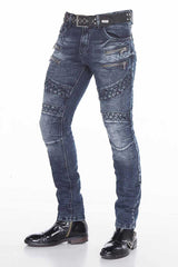 CD382 Men's slim-fit jeans in a fashionable biker style
