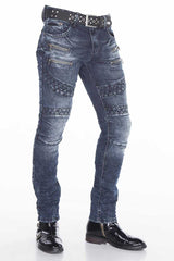 CD382 Men's slim-fit jeans in a fashionable biker style