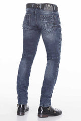 CD382 Men's slim-fit jeans in a fashionable biker style