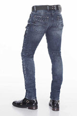 CD382 Men's slim-fit jeans in a fashionable biker style