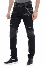 CD380 Men's Slim-fit Jeans with Leather Insert