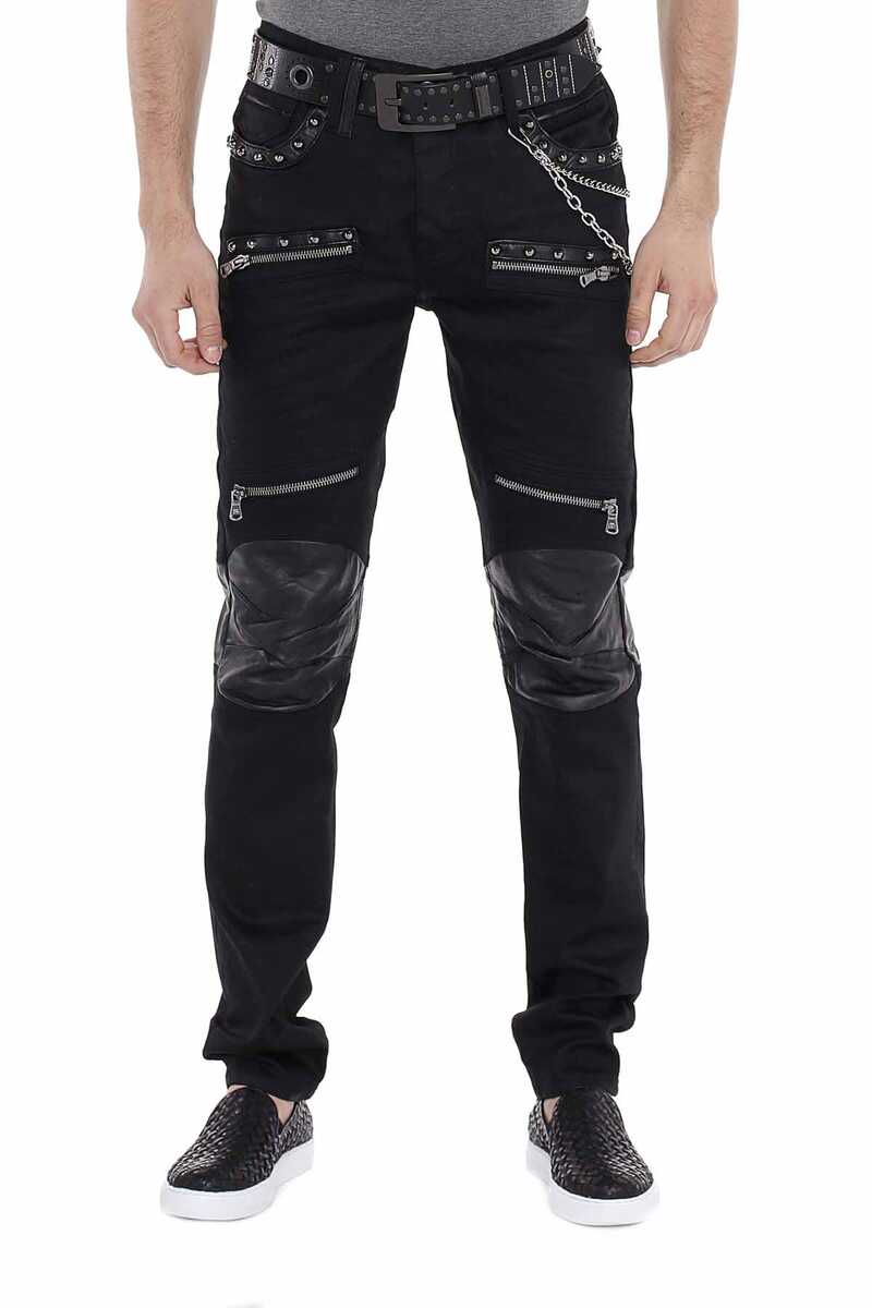 CD380 Men's Slim-fit Jeans with Leather Insert