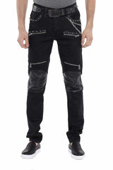 CD380 Men's Slim-fit Jeans with Leather Insert