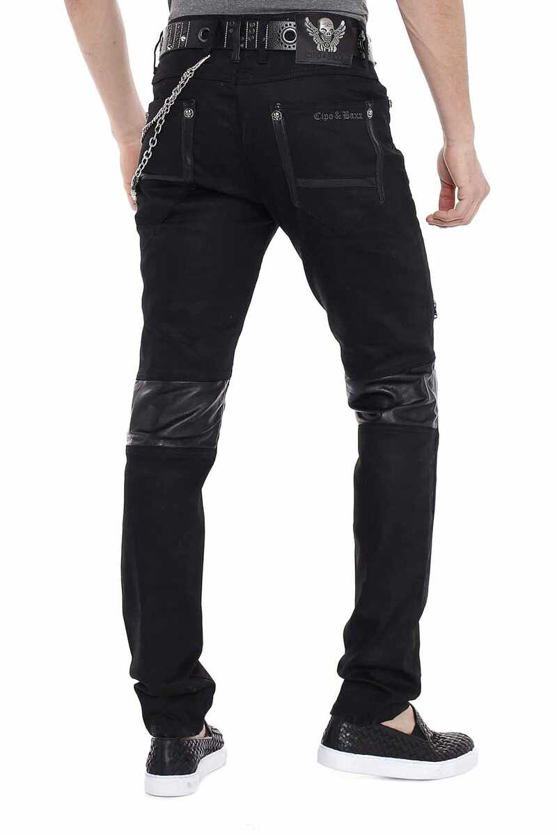 CD380 Men's Slim-fit Jeans with Leather Insert