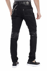 CD380 Men's Slim-fit Jeans with Leather Insert