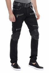CD380 Men's Slim-fit Jeans with Leather Insert