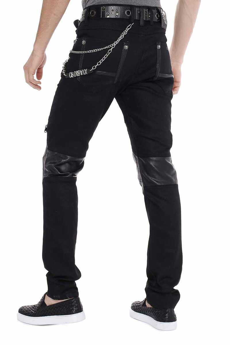 CD380 Men's Slim-fit Jeans with Leather Insert