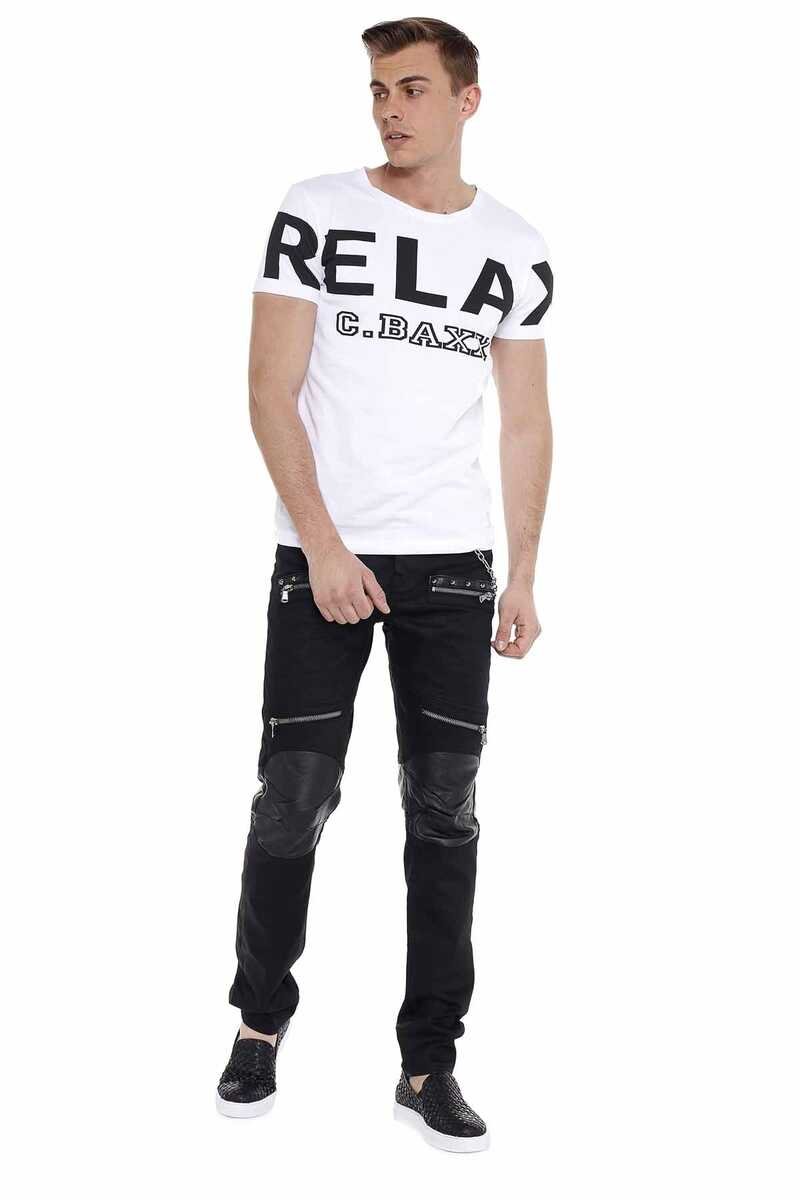 CD380 Men's Slim-fit Jeans with Leather Insert