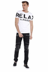 CD380 Men's Slim-fit Jeans with Leather Insert