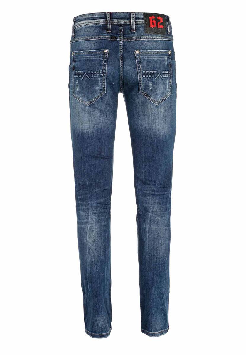 CD368 Men's comfortable jeans with patch in slim fit