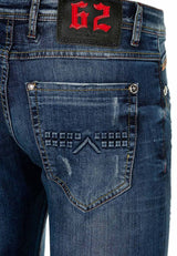 CD368 Men's comfortable jeans with patch in slim fit