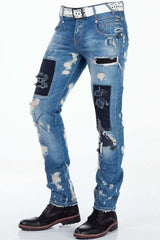 CD347 Men's comfortable jeans in a stylish destroyed look