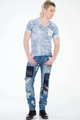 CD347 Men's comfortable jeans in a stylish destroyed look