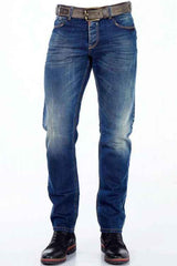 CD331 Men's comfortable jeans with a subtle wash, straight fit
