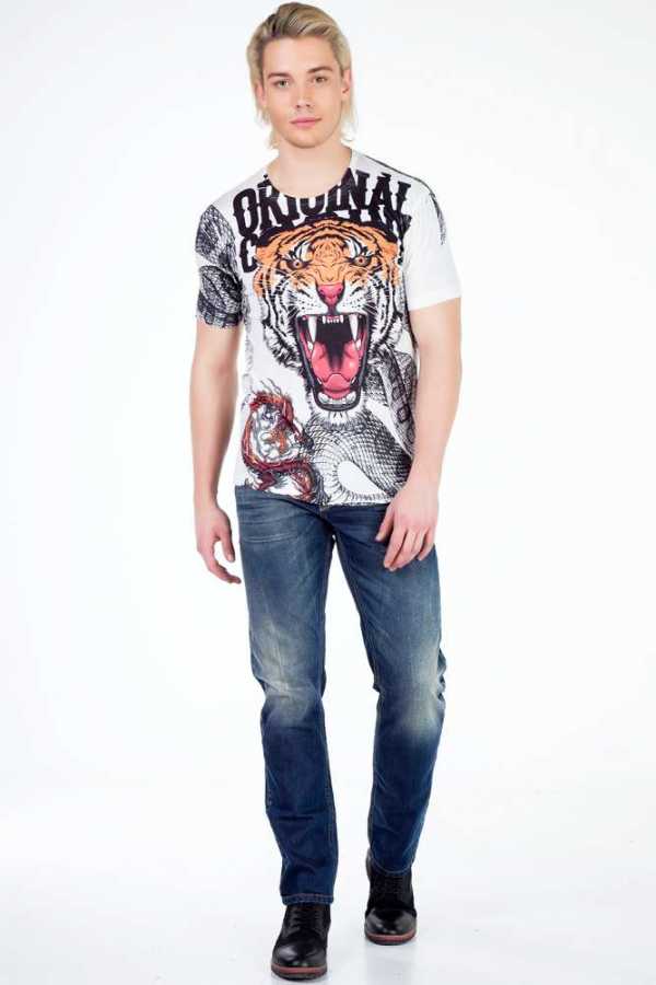 CD331 Men's comfortable jeans with a subtle wash, straight fit