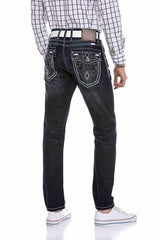 CD324 Men's comfortable jeans with special decorative stitching
