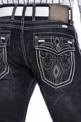 CD324 Men's comfortable jeans with special decorative stitching