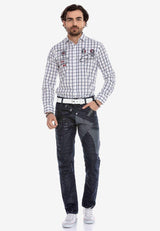 CD301 men's comfortable jeans in a patchwork look in a straight fit