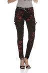 WD385 Women's slim-fit jeans with casual biker elements