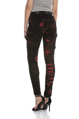 WD385 Women's slim-fit jeans with casual biker elements