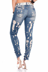 WD208 women's slim-fit jeans in a destroyed look