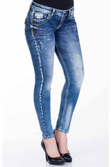 WD242 Women's Slim-Fit Jeans with Distressed Details