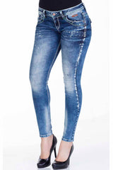 WD242 Women's Slim-Fit Jeans with Distressed Details