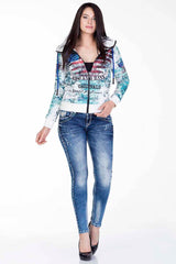 WD242 Women's Slim-Fit Jeans with Distressed Details