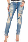 WD338 Women's comfortable jeans with special destroyed elements in skinny fit