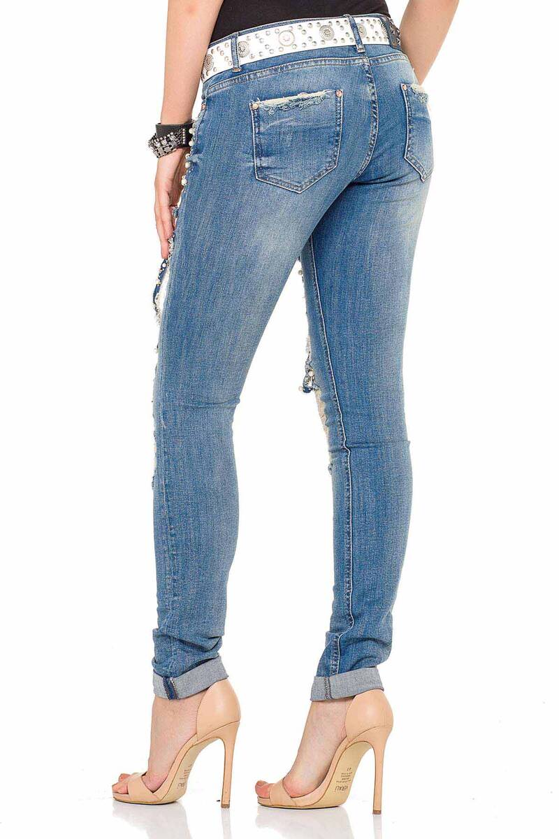 WD338 Women's comfortable jeans with special destroyed elements in skinny fit