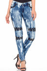 WD368 Women's skinny jeans with fashionable embroidery