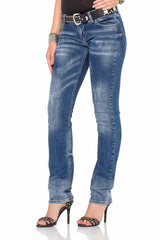 WD364 Women's comfortable jeans with trendy bootcut