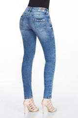WD309 – Women's jeans with rhinestone details and fashionable wash