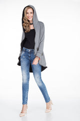 WD309 – Women's jeans with rhinestone details and fashionable wash